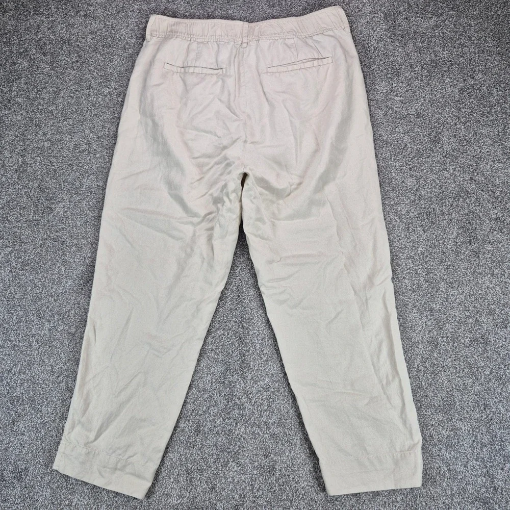 Quince Drapey Twill Trouser Womens 12 Oatmilk Beige Tencel Linen Pleated Pants